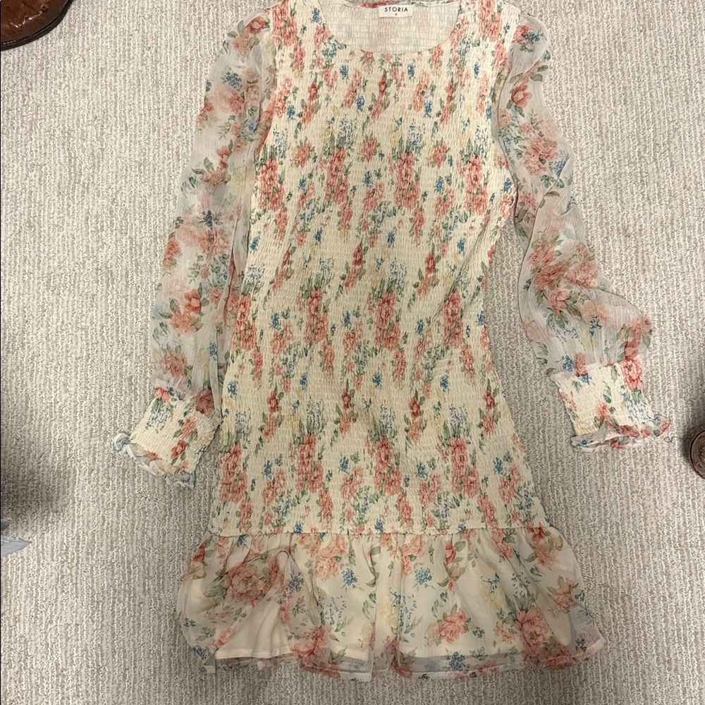 Storia Floral Midi Dress - Cream and Pink